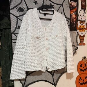 White Textured Women's Jacket
